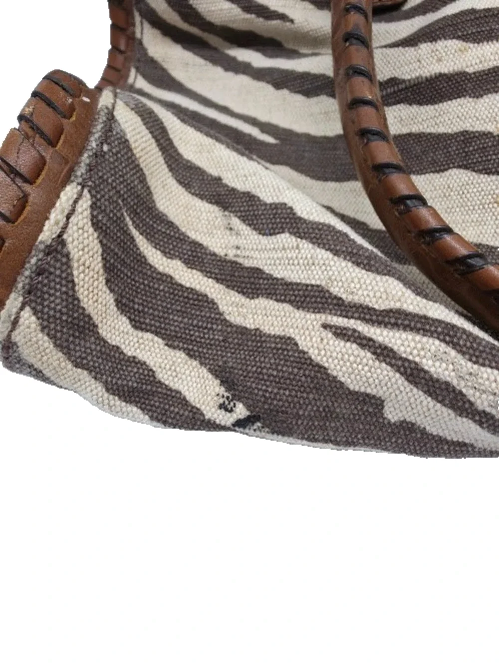 Michael Kors Hamilton Whipped Zebra Canvas Satchel Bag Brown Croc Leather Gold